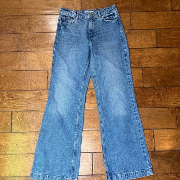 Zara Denim - Zara High Rise Wide Leg Jeans Medium Wash Straight Baggy Denim Size 4